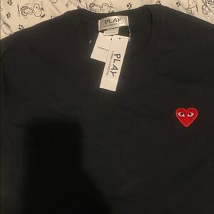 Comme des Garçons PLAY Black T-Shirt with Red Heart Patch